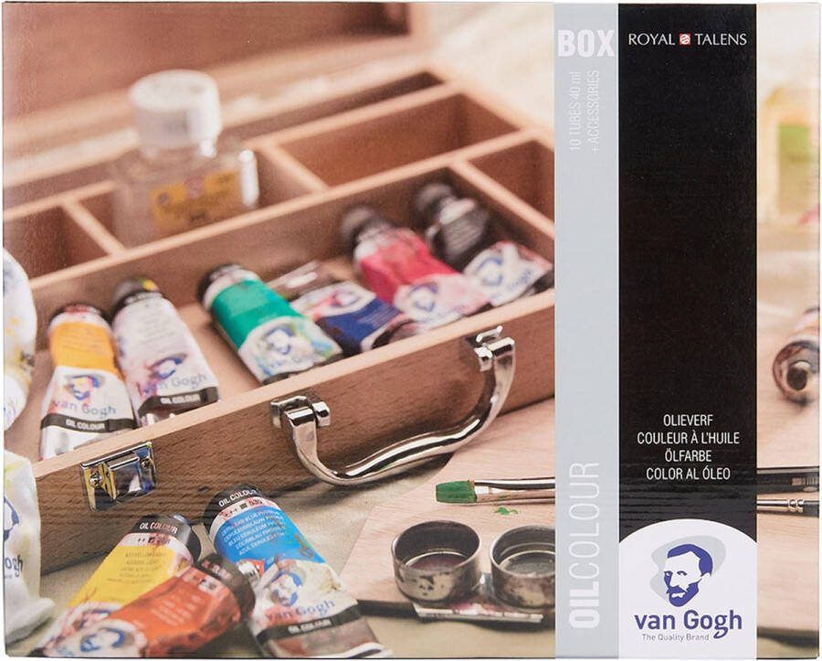 Van Gogh Olieverf kist Basic met 10 kleuren in tubes van 40 ml + accessoires