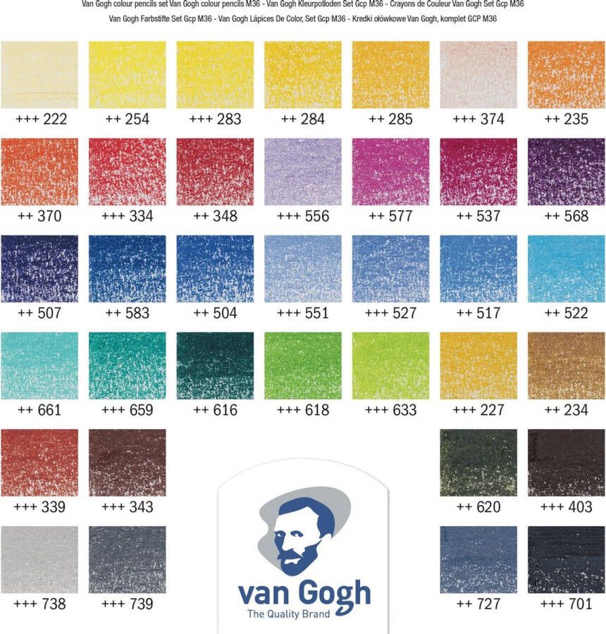 Van Gogh Uitgebreide set kleurpotloden met 36 kleuren
