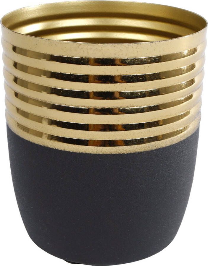 Coppens Bloempot "Luuk" L goud zwart metaal p12 11x11x12 5cm
