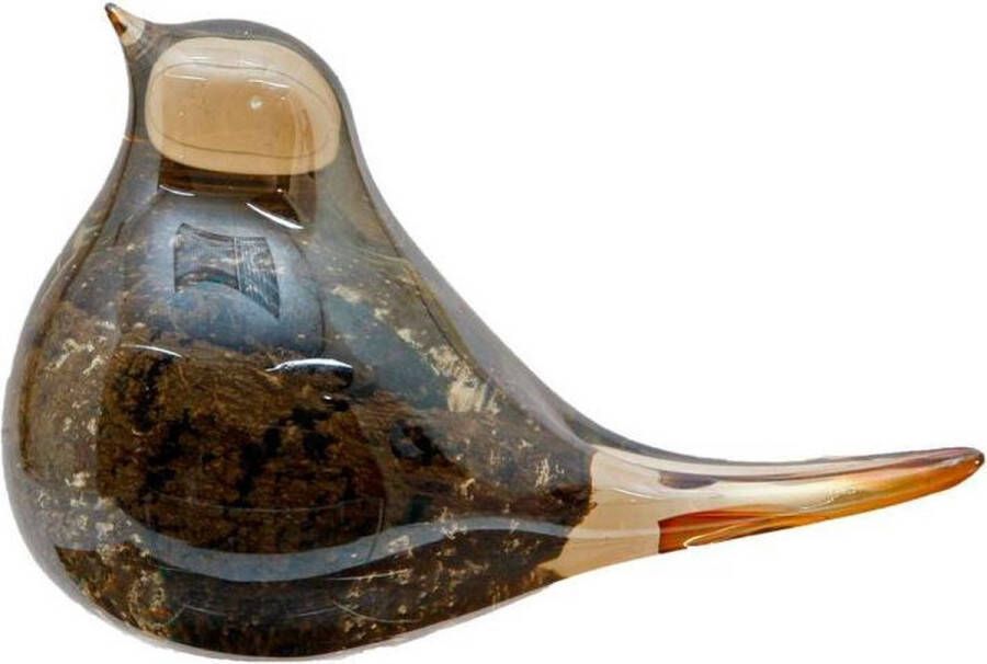 VAN MANEN Sculptuur blend bird fantasievogel-amberkleurig glas 16x6x10 cm