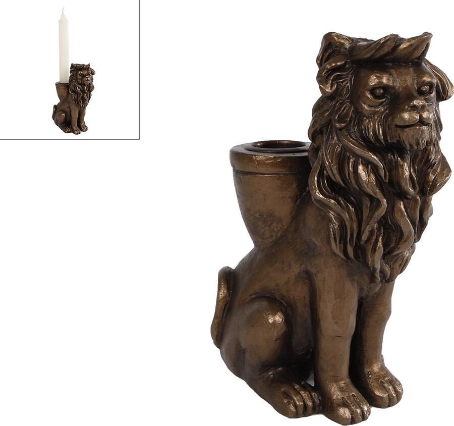 VAN MANEN Kandelaar Leeuw brons polystone 10 5x6 2x15cm