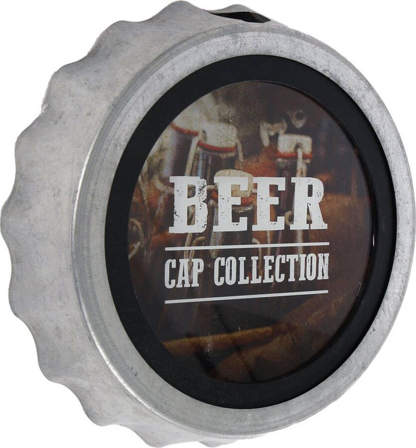 Wandversiering beer cap collection metaal 24x24x5cm