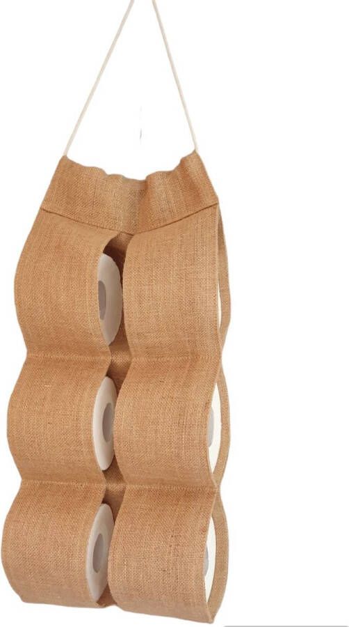 Van Rene Van René Toiletrolhanger Dubbel Naturel voor 6 rollen Toiletrolhouder Jute