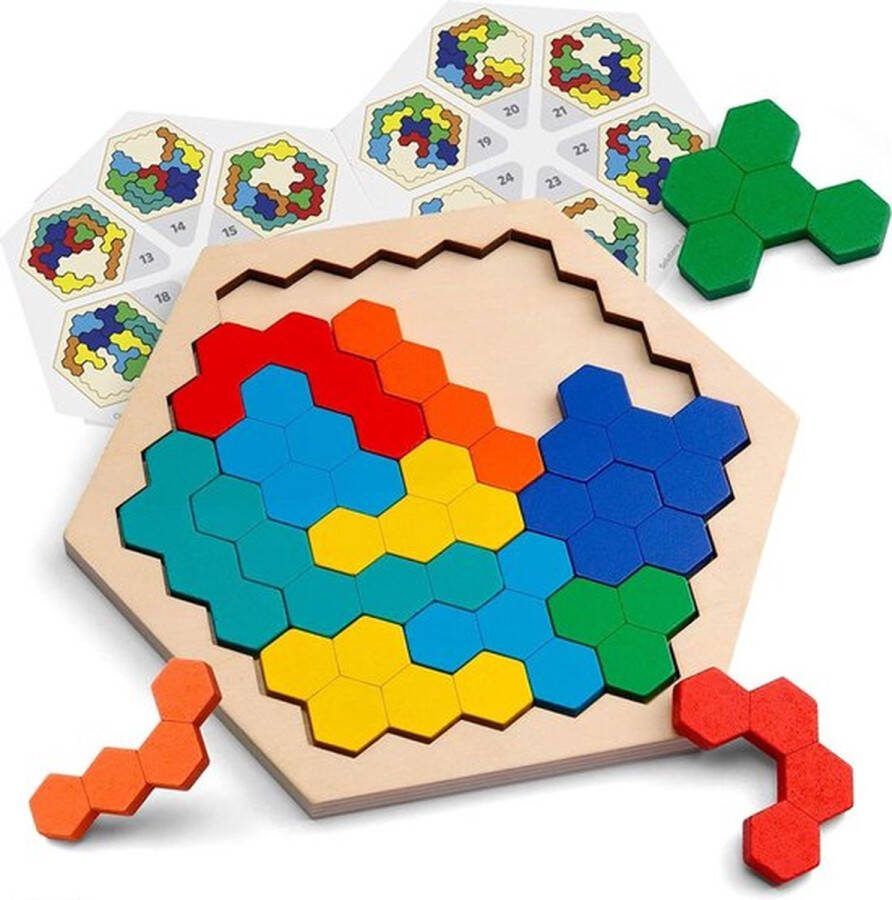 Van Theo Kinderpuzzel Hexagon Kleuren en Vormen Kinderspeelgoed Educatief Speelgoed Vanaf 3 jaar