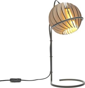 Van Tjalle en Jasper | Atmosphere bureaulamp Naturel | Staal (grijs) en MDF (hout) | E14 fitting | Sfeer licht | Schemerlamp | Uniek Dutch Design | Bouwpakket