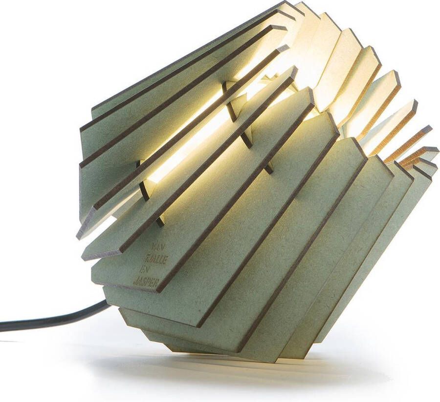Van Tjalle en Jasper | Mini-spot tafellamp Dirty Mint| MDF (hout) | Mint Groen | E14 fitting | Laser gesneden | Sfeer licht | schemerlamp | Dutch Design