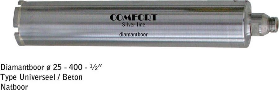 Van Voorden Diamond B.V. Diamantboor Comfortline Silver 25x400mm 1 2inch natboor