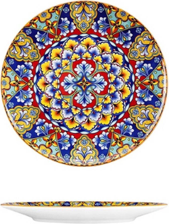 Vancasso Servies Serviesgoed Dinerbord Bord Rond Bohemian Style 6-delig Kleurrijk Bloemenpatroon