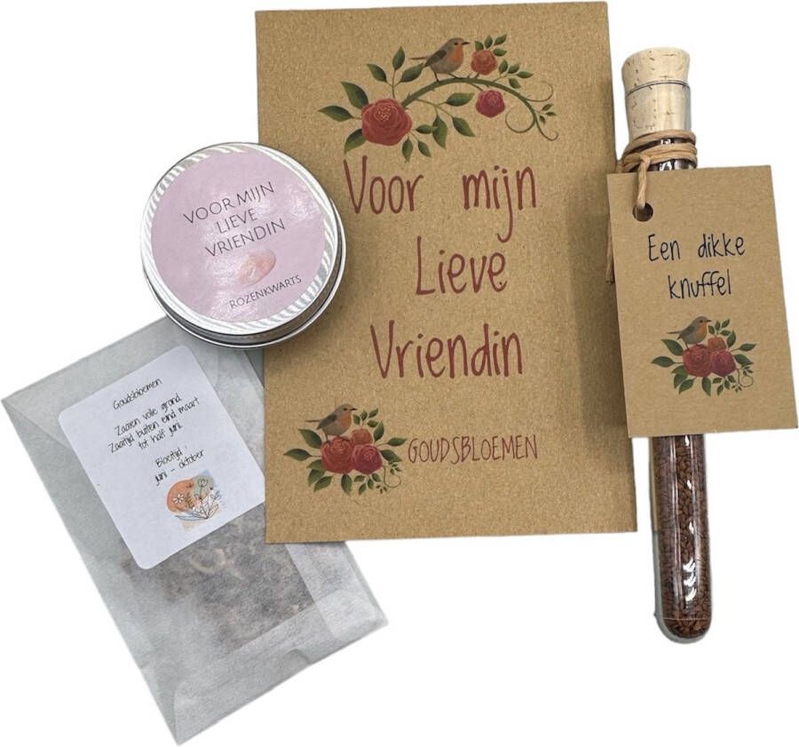 VanKarina voor mijn lieve vriendin Goudsbloem tuinkers een dikke knuffel rozenkwarts voor mijn lieve vriendin vriendschap brievenbus kadootje geluk edelsteen vriendschap vriendin brievenbus kadootje geluk brievenbuscadeautje