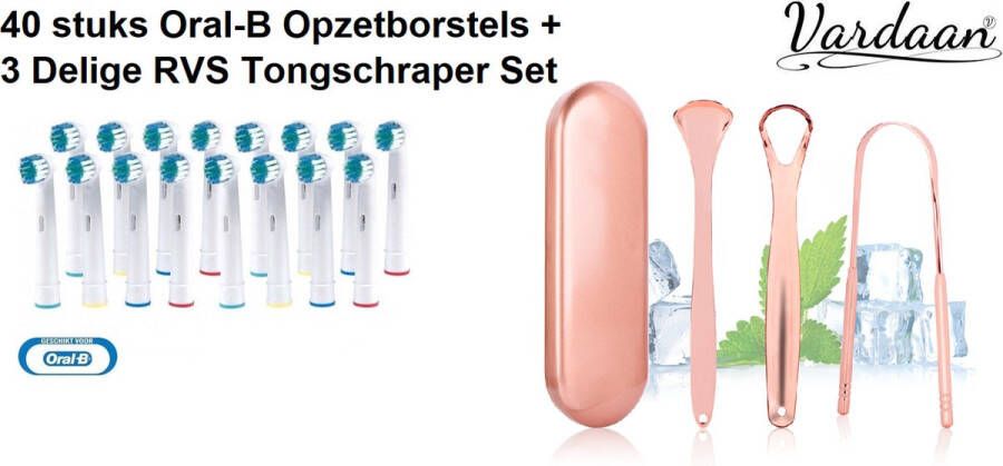 Vardaan Opzetborstels Universeel Professionele Tandenborstel + 3 Delige RVS Tongschraper Set Voor Mondverzorging 40 stuks