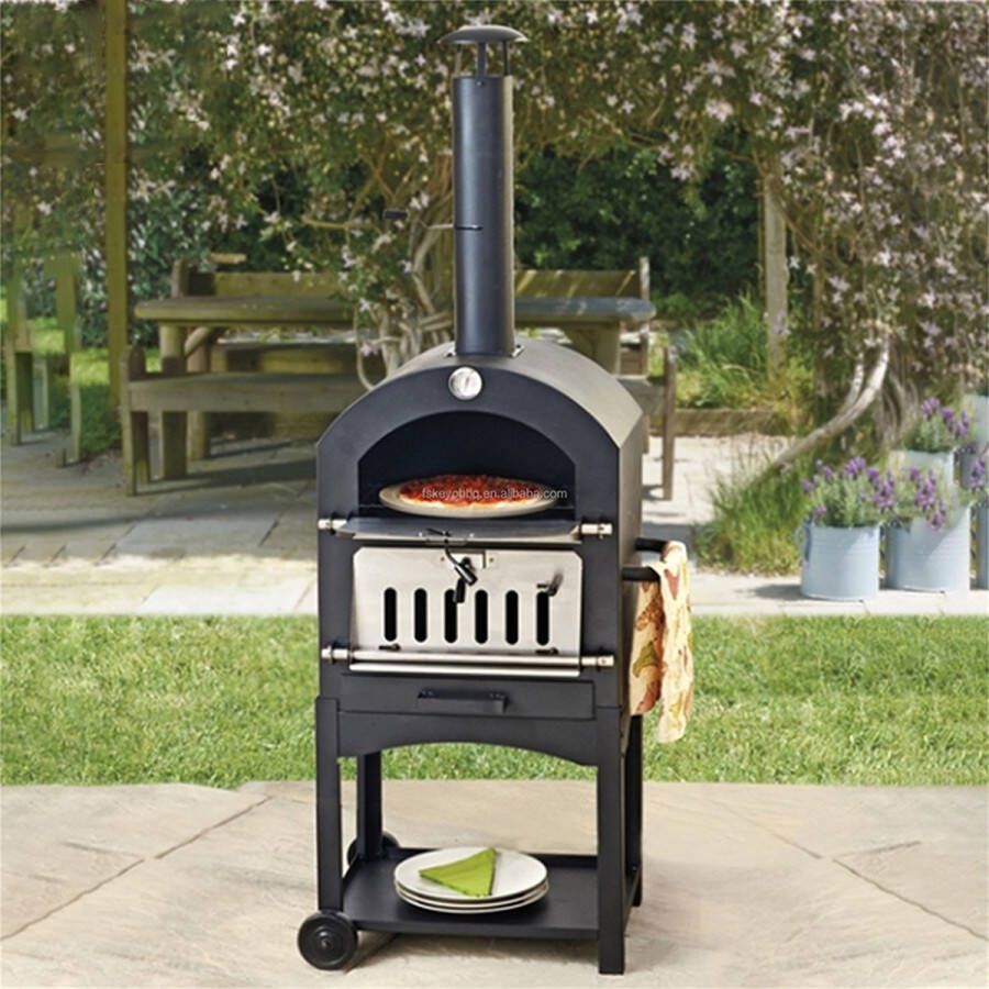 Vargan Houtskoolbarbecue pizza oven Rookoven 3-in-1 Grilloppervlak 34 x 24 cm Met thermometer