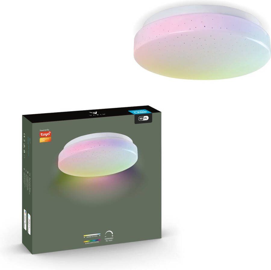 Varin Smart Plafondlamp LED Ø 21cm Witte lamp met sparkling Tuya Smart app WiFi Google Home Amazon Alexa Plafonniere Ganglamp Plafond lamp hal WC lamp Verlichting kinderkamer Babykamer Toilet Plafoniere Plafondlampen