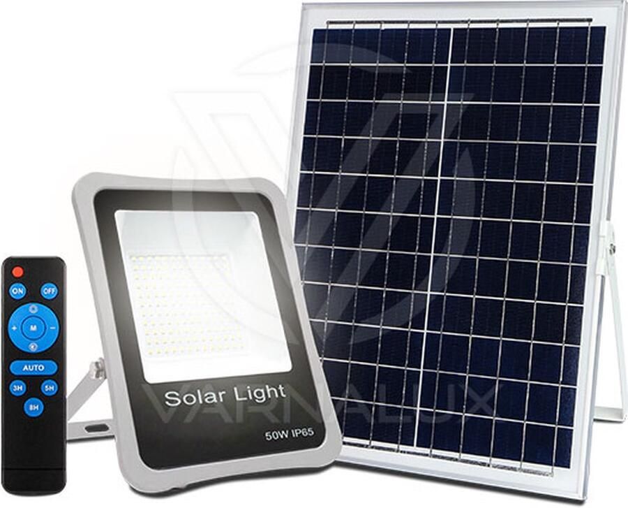 Varnalux.com Varnalux LED Floodlight op Zonne-energie LED Schijnwerper LED Solar Tuinverlichting Wandlamp Afstandsbediening Waterdicht IP65 50W