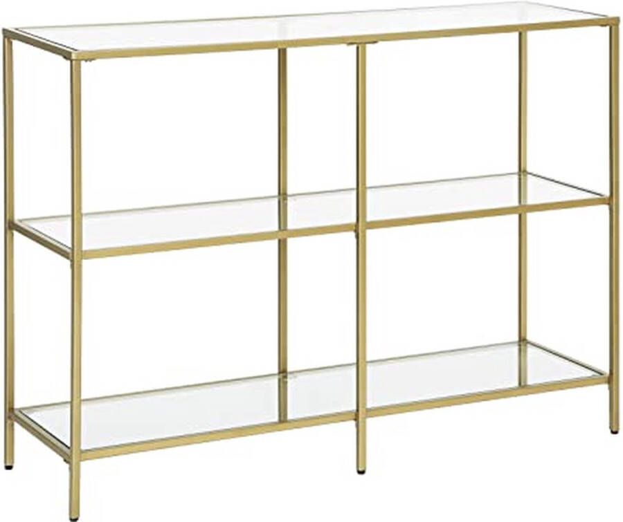Vasagle Moderne Console Tafel 3-etage gehard glas Sofa Tafel met metalen frame voor hal woonkamer slaapkamer gouden kleur