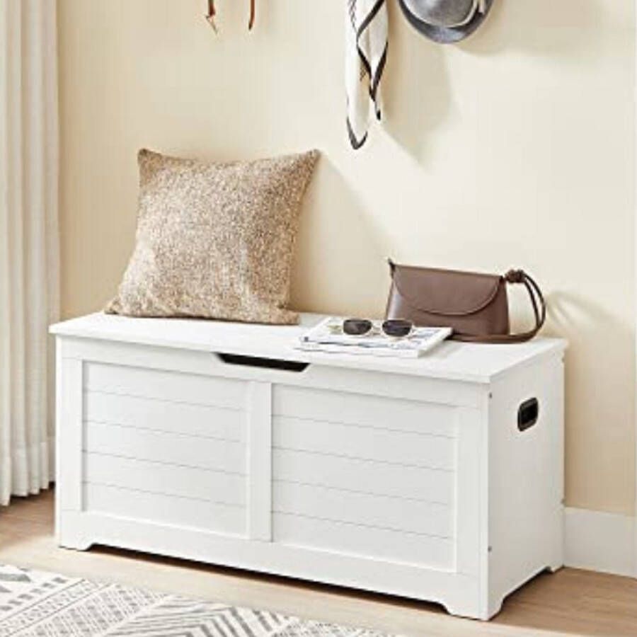 Vasagle Moderne Witte Opbergkist met 2 Veiligheidscharnieren Schoenopbergbank 40x100x46cm