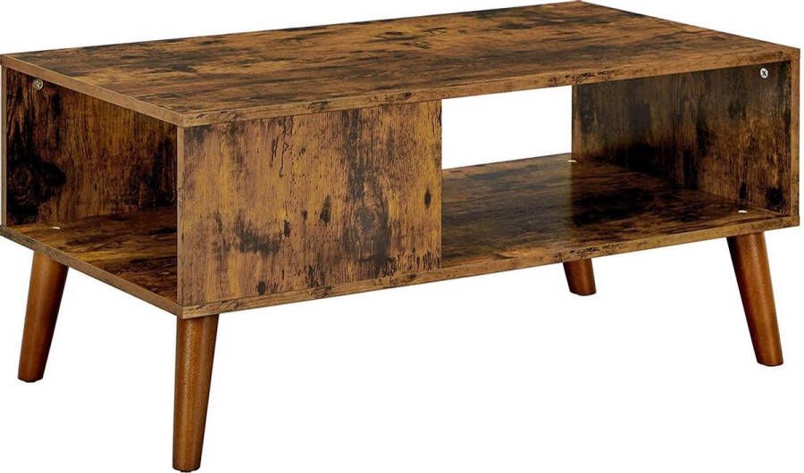 Vasagle salontafel in retrostijl salontafel in jaren 50 60 look salontafel met grote opbergruimte salontafel retro meubel voor je woonkamer foyer eenvoudige structuur houtlook LCT09BX