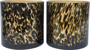 Vase The World Cheetah Theelichthouders Waxinelichthouders Set Van 2 15cm x Ø15cm Glas