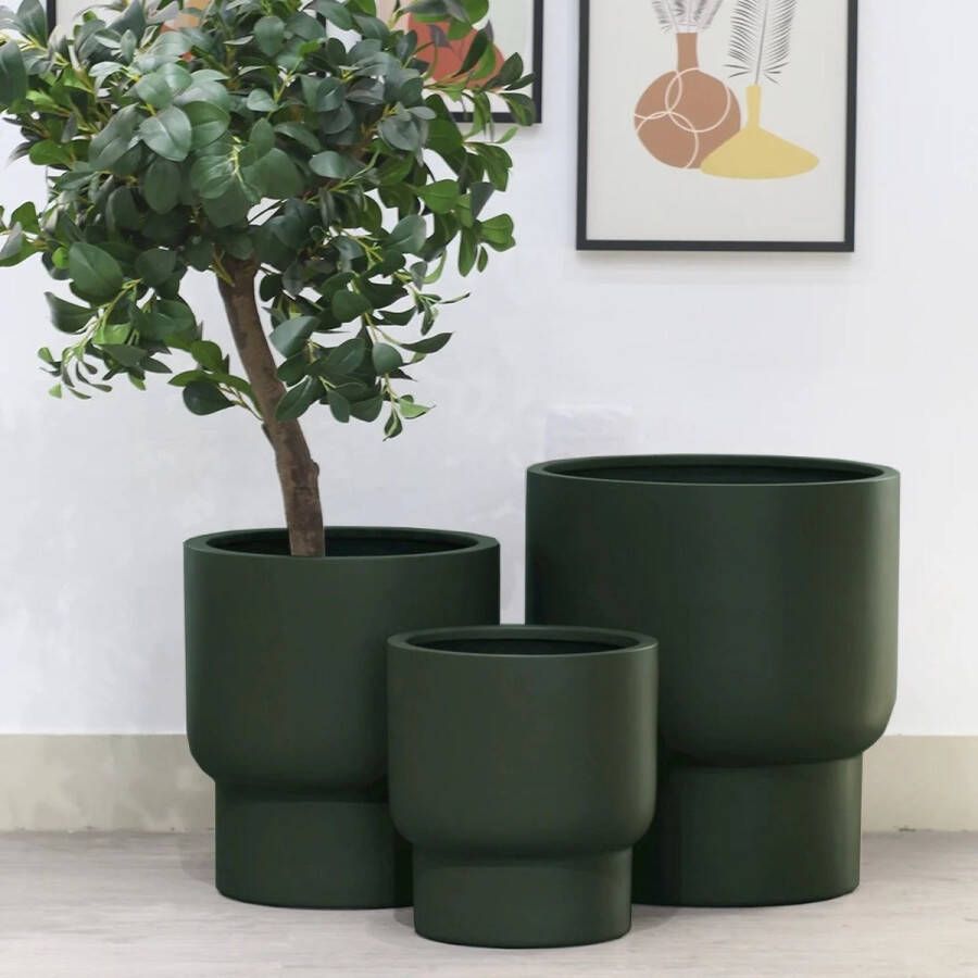 Vase The World Plantenbak Roskilde Small Donkergroen Green Ø37xH40cm