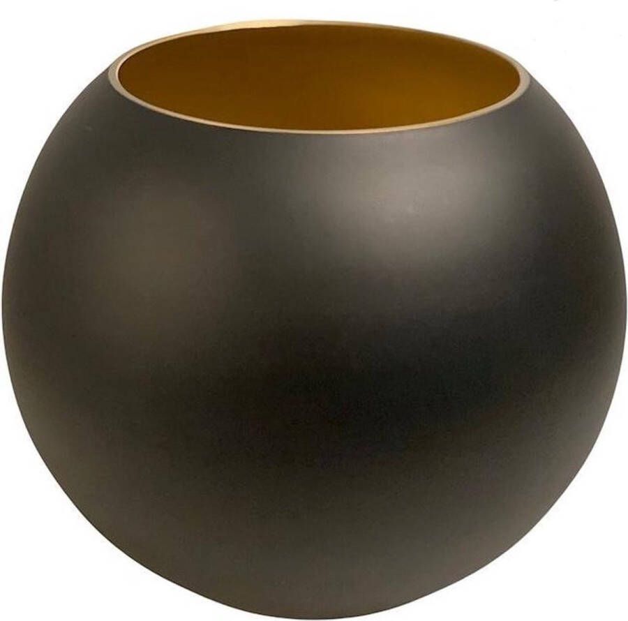 Vase The World Vaas Zwart- Rond Glas Black gold Zambezi Ø20 5 x H25 cm