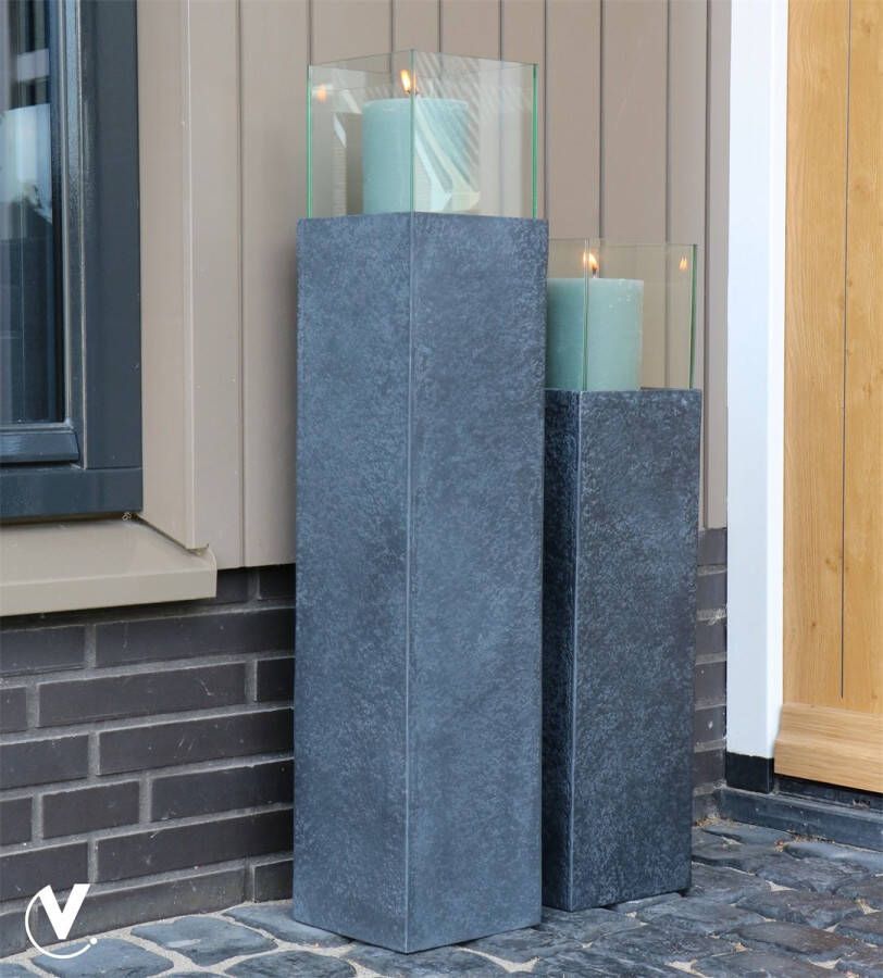 Vase The World Windlicht Milwaukee Rough Black Roest Zwart L20 x B20 x H100cm