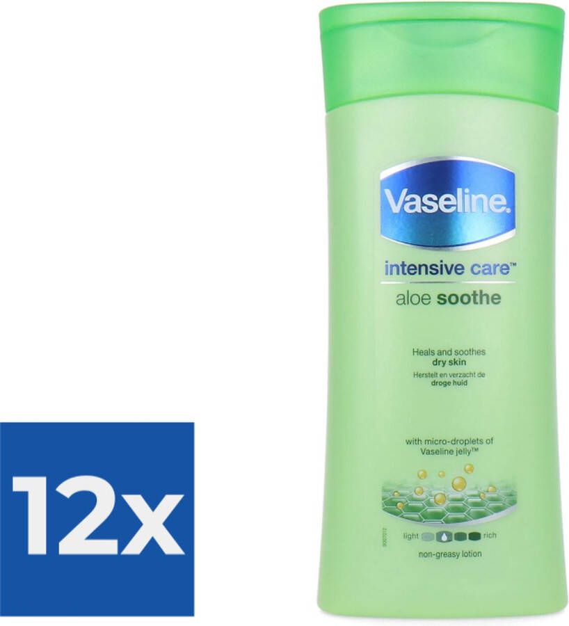 Vaseline Aloe Soothe 200 ml Bodylotion Voordeelverpakking 12 stuks