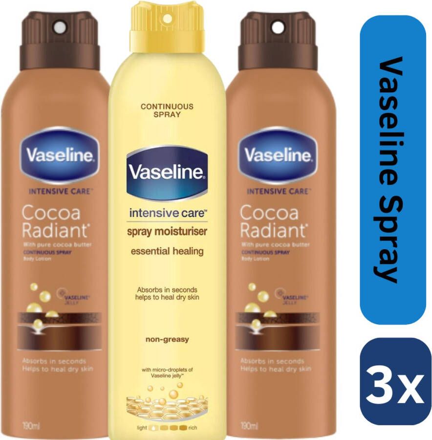 Vaseline Bodylotion Spray Cocoa Essential healing Voordeelverpakking