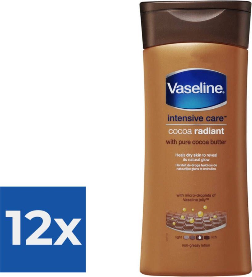 Vaseline Cocoa Radiant Intensive Care Bodylotion 200 ml Voordeelverpakking 12 stuks