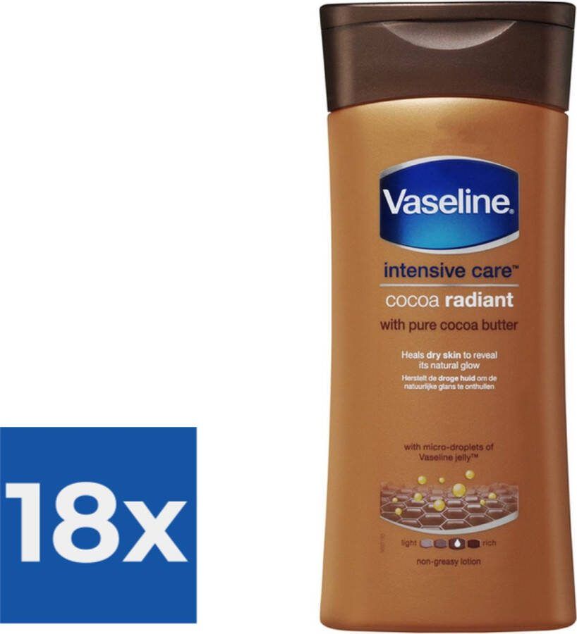 Vaseline Cocoa Radiant Intensive Care Bodylotion 200 ml Voordeelverpakking 18 stuks