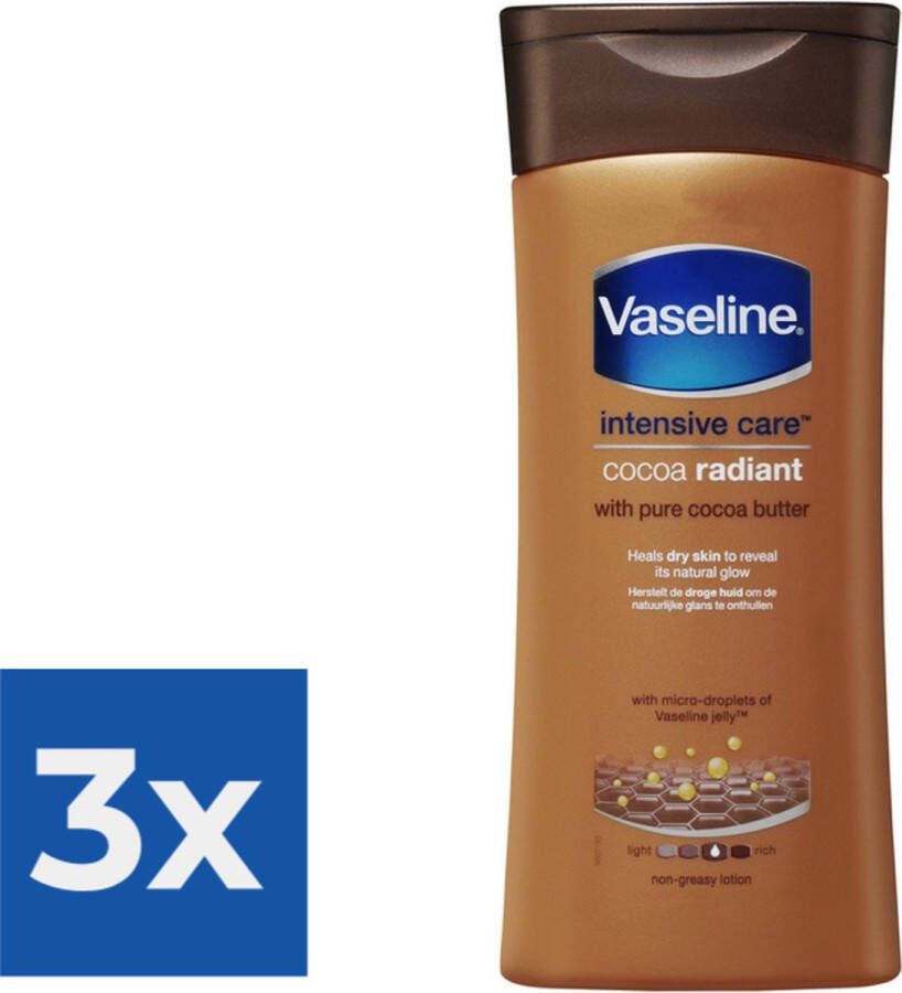 Vaseline Cocoa Radiant Intensive Care Bodylotion 200 ml Voordeelverpakking 3 stuks