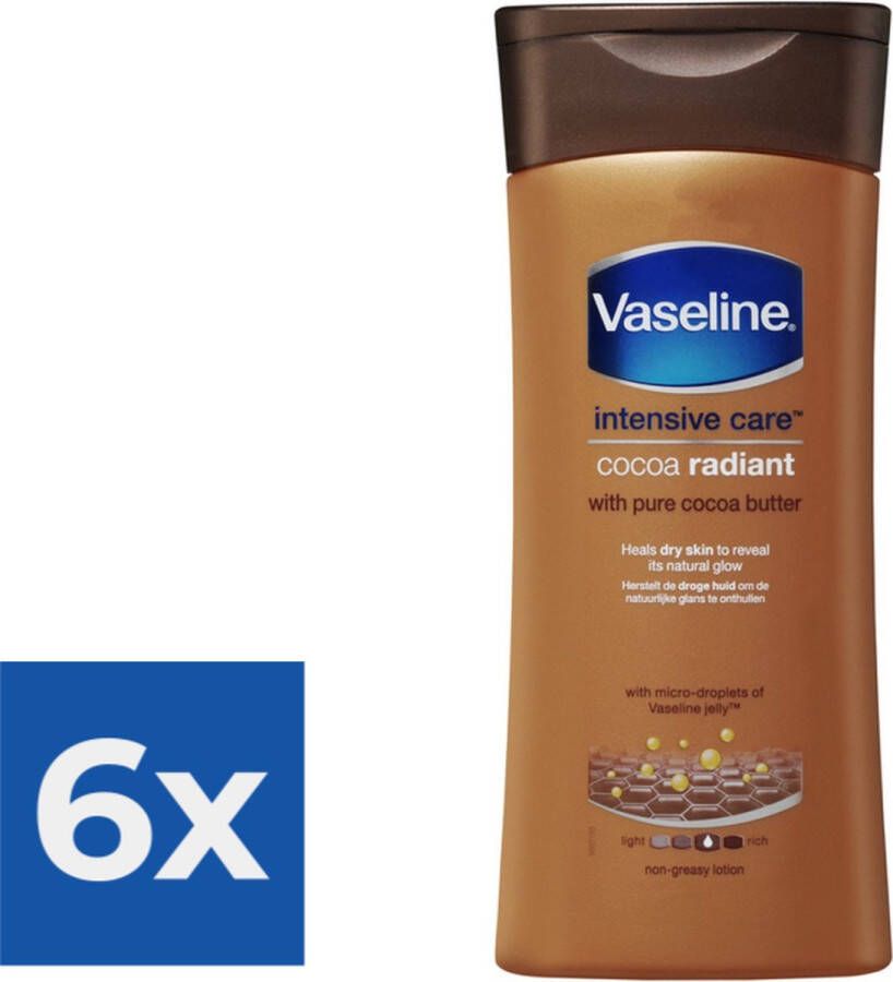 Vaseline Cocoa Radiant Intensive Care Bodylotion 200 ml Voordeelverpakking 6 stuks