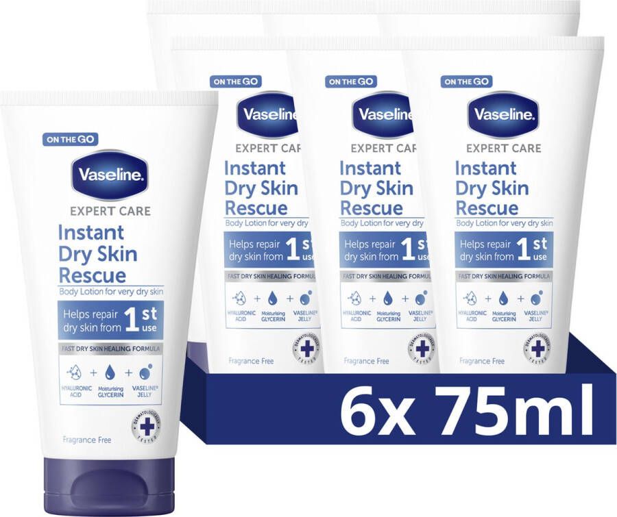 Vaseline Expert Care Instant Dry Skin Rescue Bodylotion 6 x 75 ml Voordeelverpakking