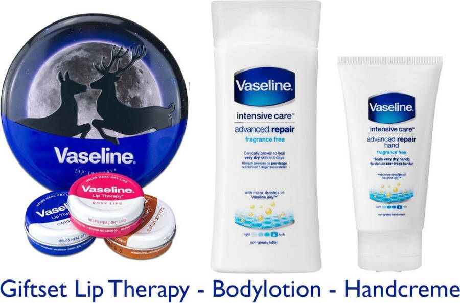 Vaseline Giftset Lip Therapy Advanced Repair Bodylotion & Handcreme