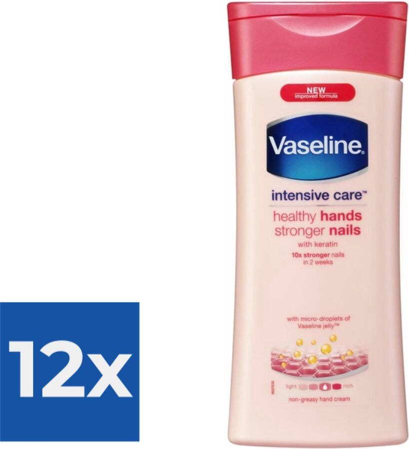 Vaseline Handcreme Healthy hands & stronger nails 200ml Voordeelverpakking 12 stuks