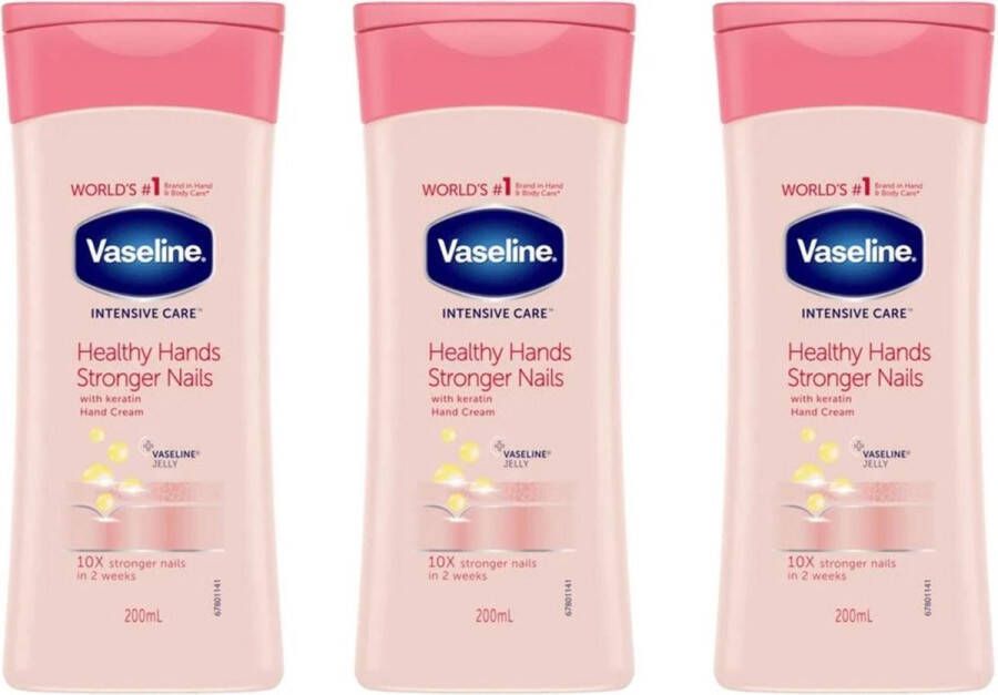 Vaseline Handcreme Healthy Hands & Stronger Nails Flacon Voordeelverpakking 3 x 200 ml