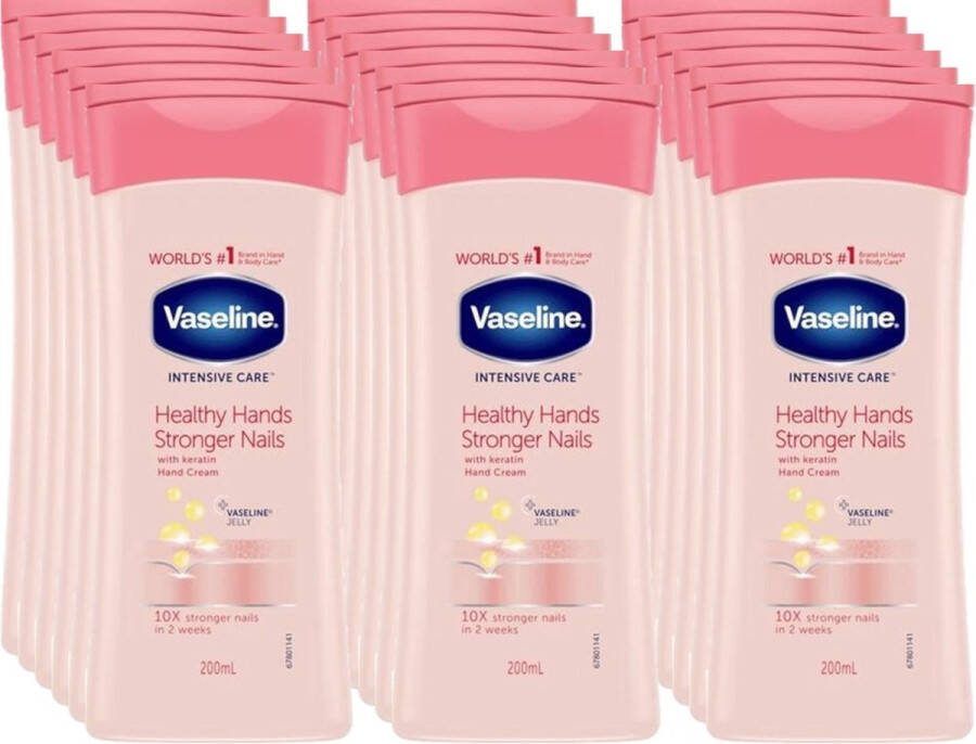 Vaseline Handcreme Healthy hands & stronger nails 200ml Voordeelverpakking 18 stuks