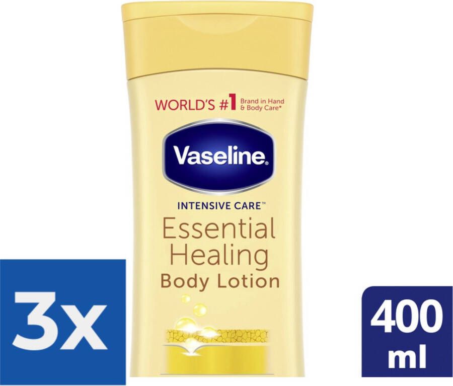 Vaseline Intensive Care Essential Healing Bodylotion 400 ml Voordeelverpakking 3 stuks