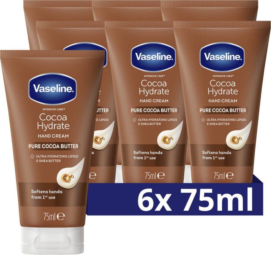 Vaseline Intensive Care Handcreme Cocoa Hydrate met Ultra-Hydrating Lipids en pure cacaoboter 6 x 75 ml