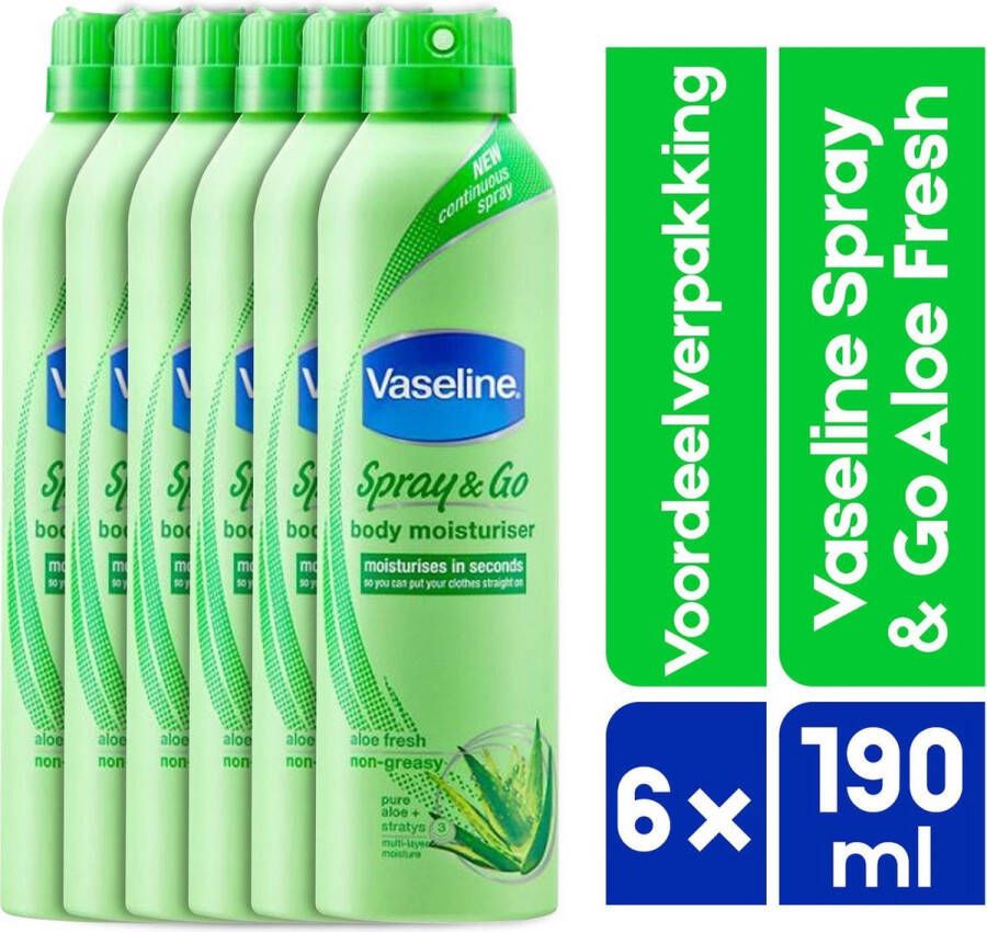 Vaseline Spray & Go Aloe Fresh (Aloe Vera)- 6 x 190 ml Bodylotion voordeelverpakking