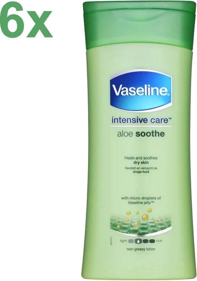 Vaseline Aloe Fresh Hydrating Aloë Vera & Komkommer Bodylotion 6x 200ml Voordeelverpakking