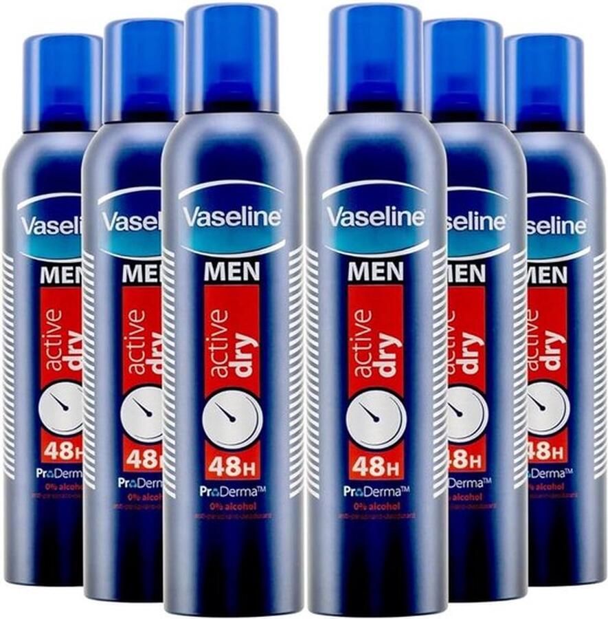 Vaseline Men Active Dry Deodorant Spray 6 x 250 ml
