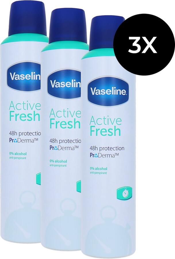 Vaseline ProDerma Active Fresh Deodorant Spray 3 x 250 ml