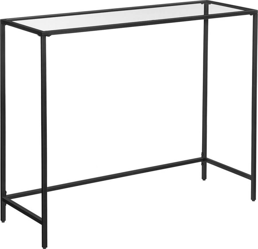 VASGALE Dressoir Sidetable Console tafel Bijzettafel Wandtafel Woonkamertafel Met glas 100 x 35 x 80 cm Zwart