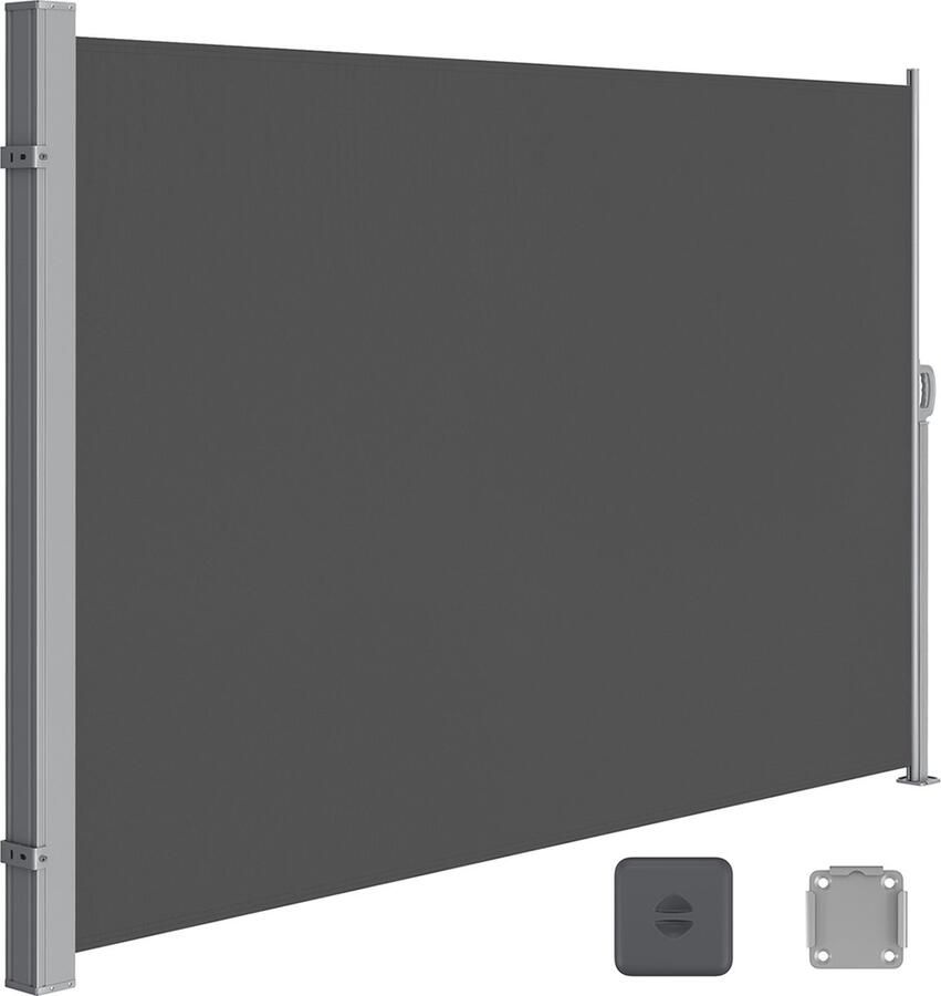 VASGALE Windscherm uittrekbaar Tuinscherm Zijluifel Zonwering Privacyscherm Voor balkon tuin en terras 160 x 300 cm (H x L) Antraciet