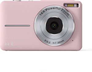 Vaxiuja 1080p 44 MP digitale camera camcorder autofocus 2 5 IPS-scherm 16x digitale zoom anti-shake-gezichtsherkenning glimlachherkenning met 32 GB TF-kaart cadeau voor kinderen (roze)
