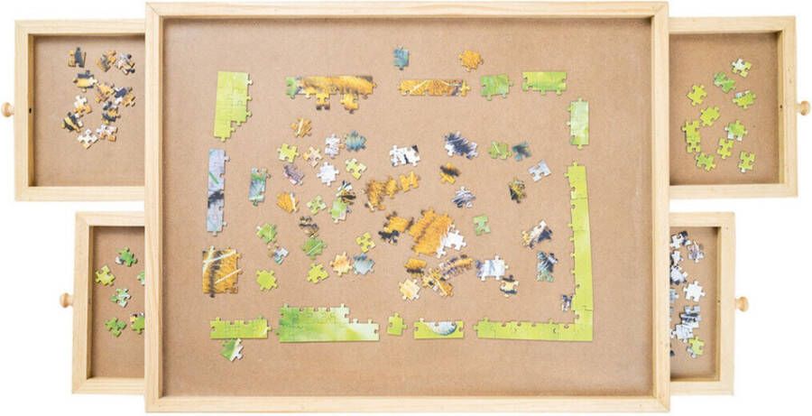 Vb puzzelplaat voor Legpuzzel – Puzzelbord Met Opbergsysteem en 4 Lades – Puzzeltafel Tot 500 Puzzelstukjes – Portapuzzle 65 x 48 5 x 4 5 cm