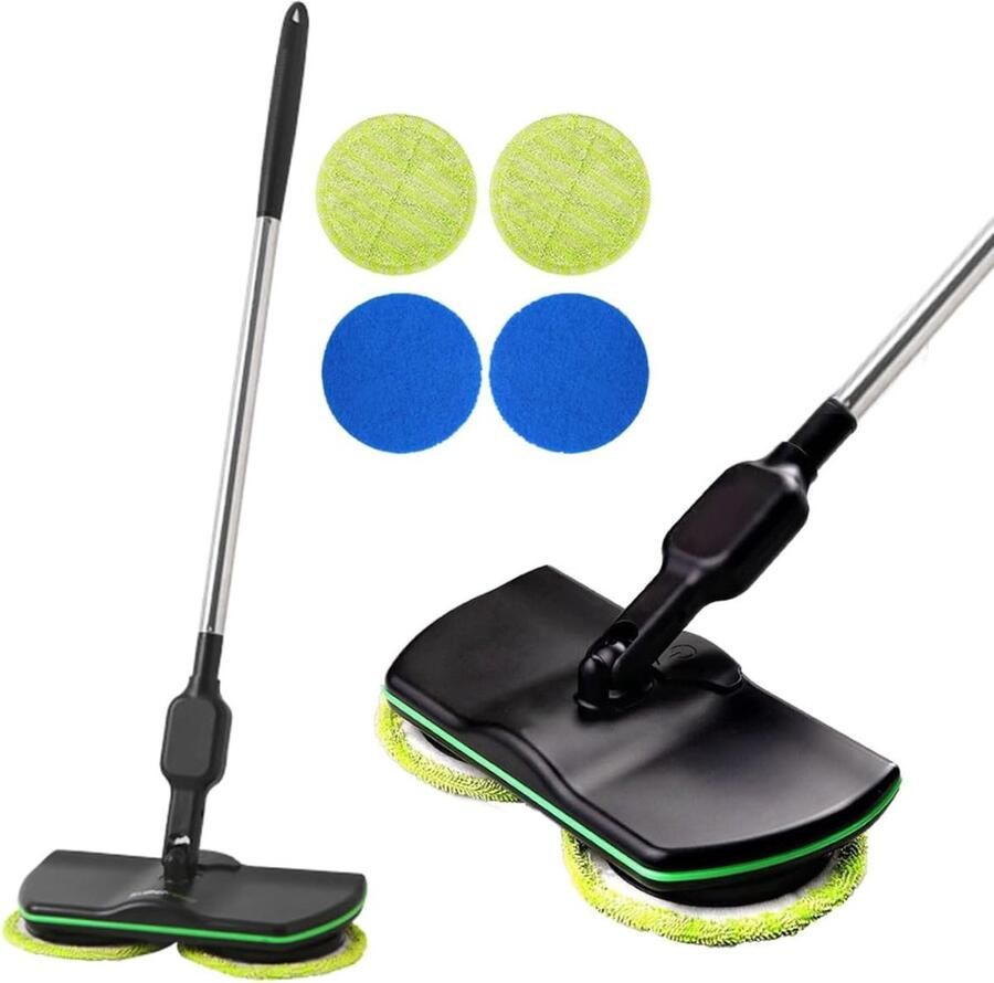 VBZ Elektrische Dweil – Vloermop – Schoonmaak Mop Met 4 Pads – Oplaadbare Vloerreiniger – Dweilmachine – Zwart