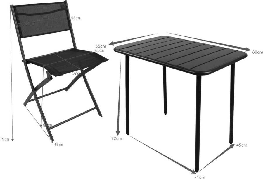 Vcm 3-tlg. Set Bistroset Esstisch Gartenset Balkonset Stuh klappbar Tisch Garten Camping Sumila