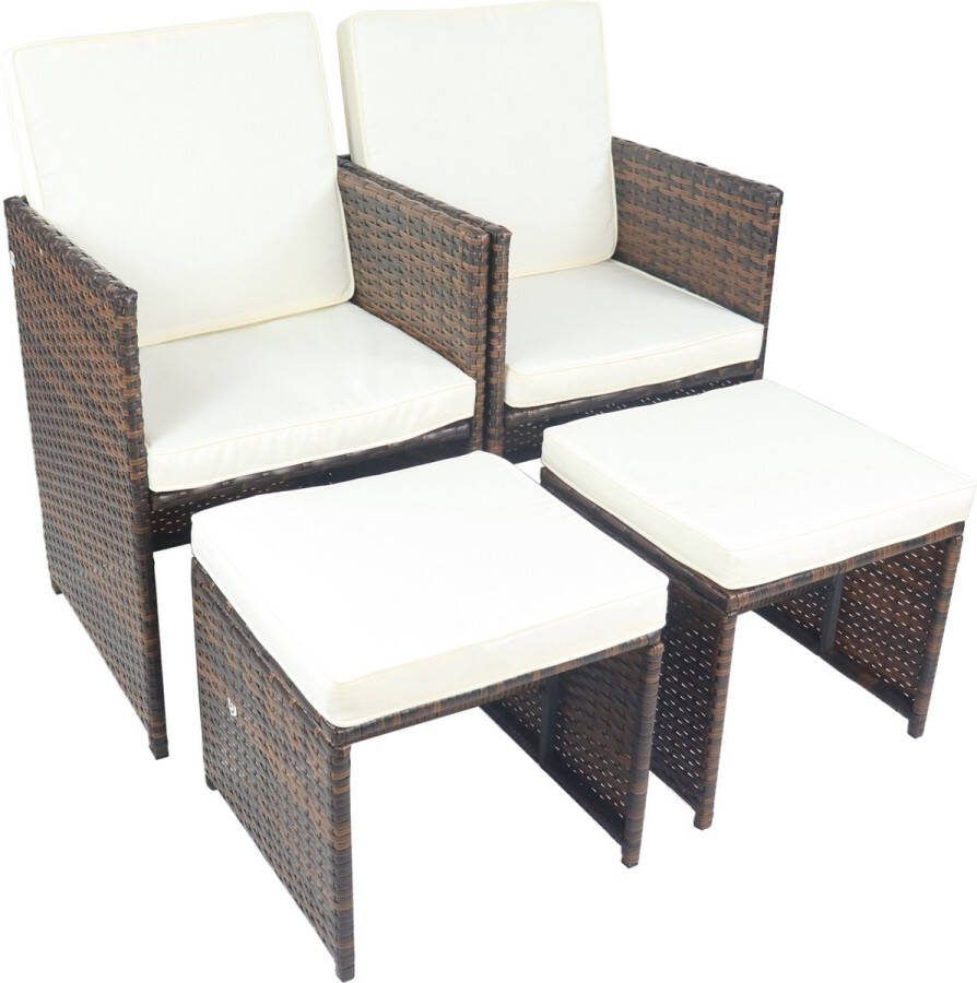 Vcm 4-tlg. Set Gartenstuhl Loungestuhl Sessel Rattan Balkonstuhl Camping Sitzkissen Fußauflage Hocker Raloso