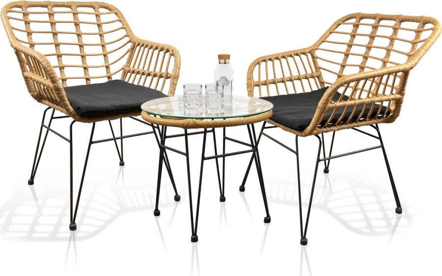 Vcm 5-delig set tuinstoel loungestoel fauteuil rotan balkonstoel camping zitkussen Ragali