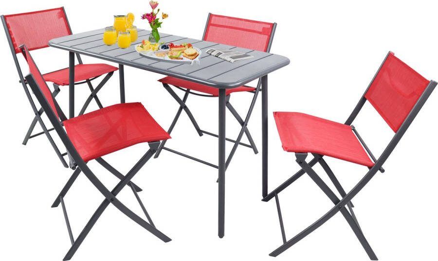 Vcm 5-tlg. Set Bistroset Esstisch Gartenset Balkonset Stuh klappbar Tisch Garten Camping Sumila 110x55